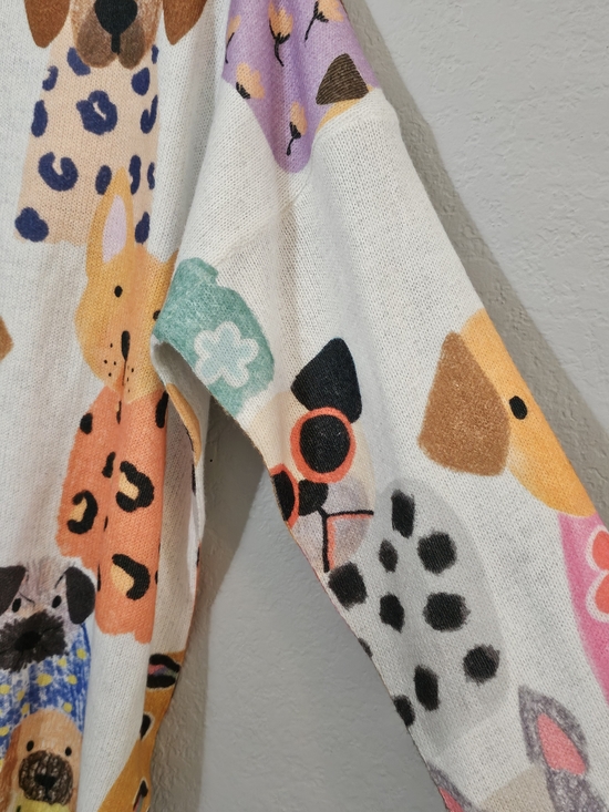 Charming Canine Crewneck Sweater Multicolor Lightweight Womens Large - Picture 4 of 7